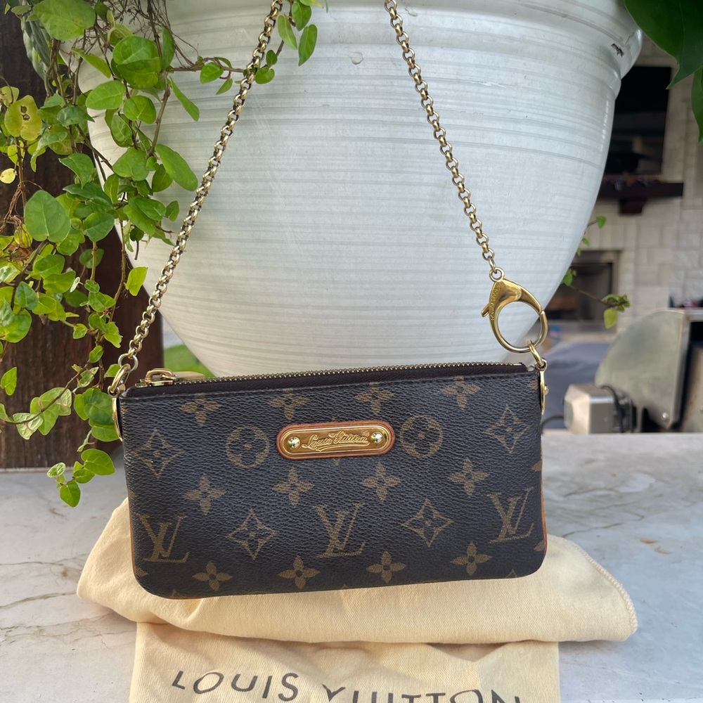 Louis Vuitton Monogram Pochette Milla MM wristle, wallet or Shoulder bag.